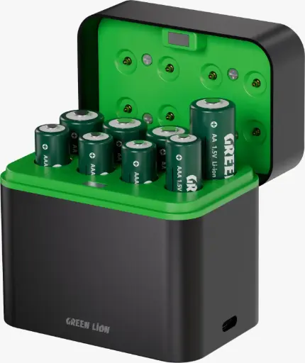 [GNRB4A43APBK] Green Lion RECHARGEABLE 4*AA + 4*AAA Battery Dock USB-C