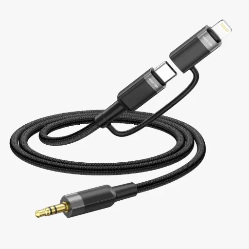 [GN2IN1MAUXBK] Green Lion 2 IN 1 AUDIO CABLE 1M USB-C, LIGHTNING TO 3.5 MM AUX